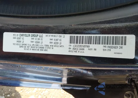 2012 Dodge Avenger Sxt z USA, uszkodzony, nr VIN 1C3CDZCB5CN287060